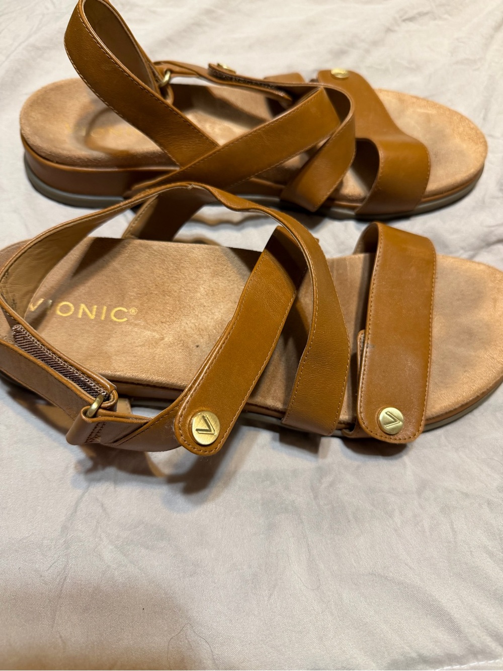 Vionic Cypress Sandals Womens 10 Brown Tan Strappy Comfort Walking